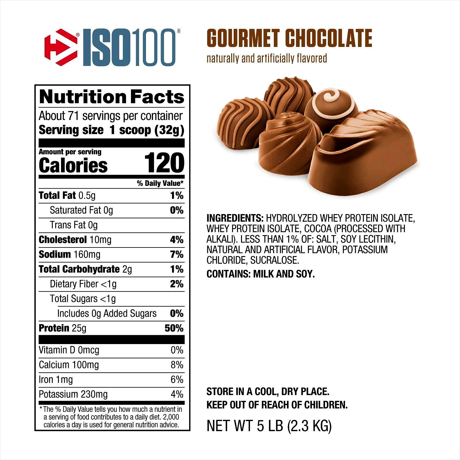 Dymatize Nutrition Iso 100 Hydrolyzed Whey Protein Isolate Powder: Rapidly Absorbing Protein for Muscle Building and Repair (Flavour - GOURMET CHOCOLATE, Size - 5 Lbs) by Total Sporting And Fitness Solutions Pvt Ltd view 2