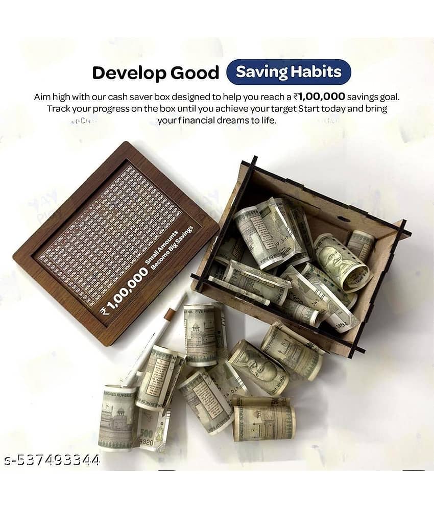 Wooden Piggy Money Bank Saving Box With Saving Target Upto 1 Lakh view 2