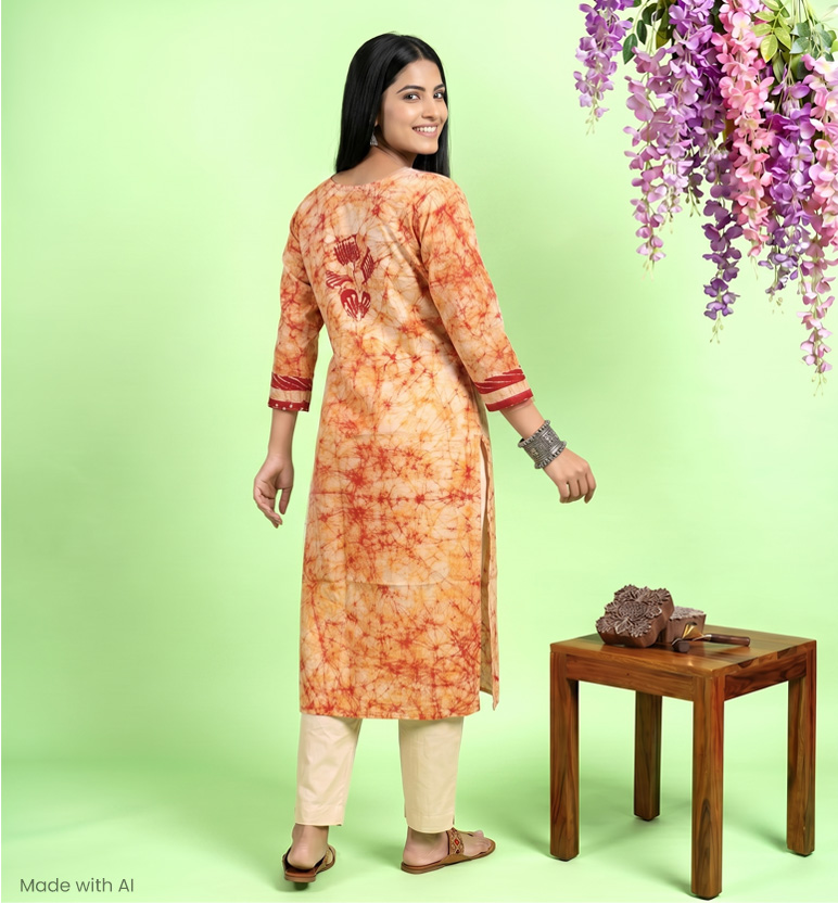Handcrafted Batik Printed Readymade Cotton Kurta view 2