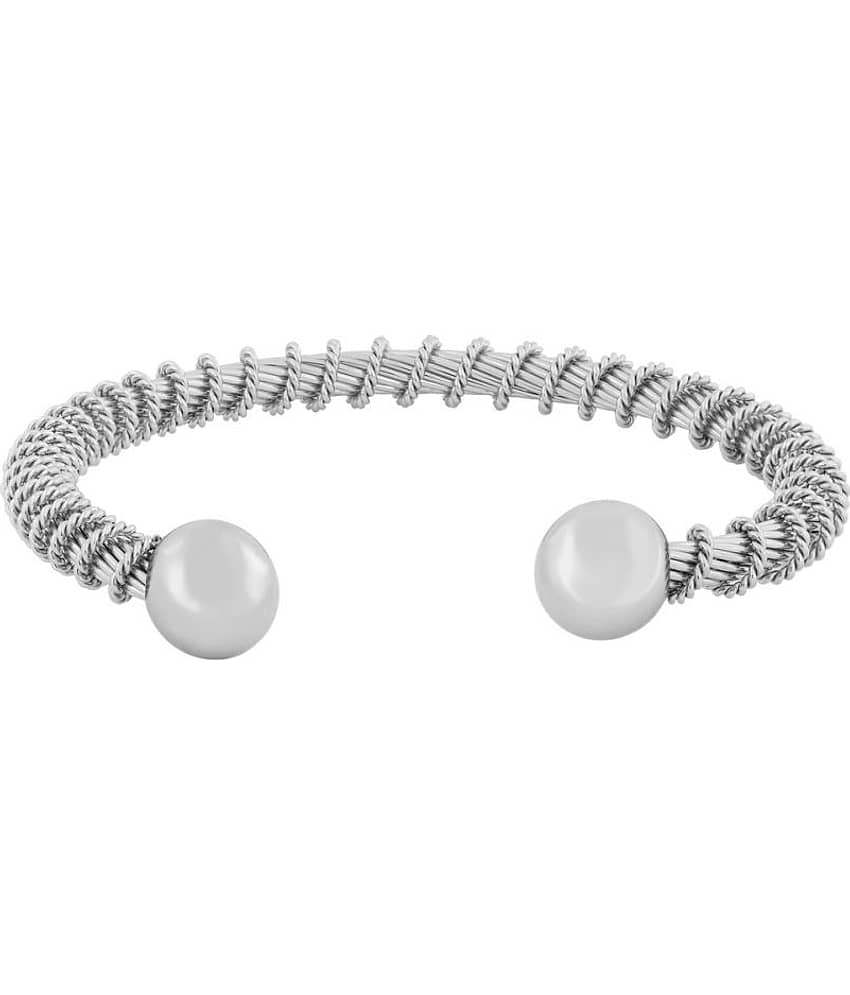 The Jewelbox Mesh Rope 316L Surgical Stainless Steel Free Size Cuff Kada Bracelet Bangle For Boys Men view 2