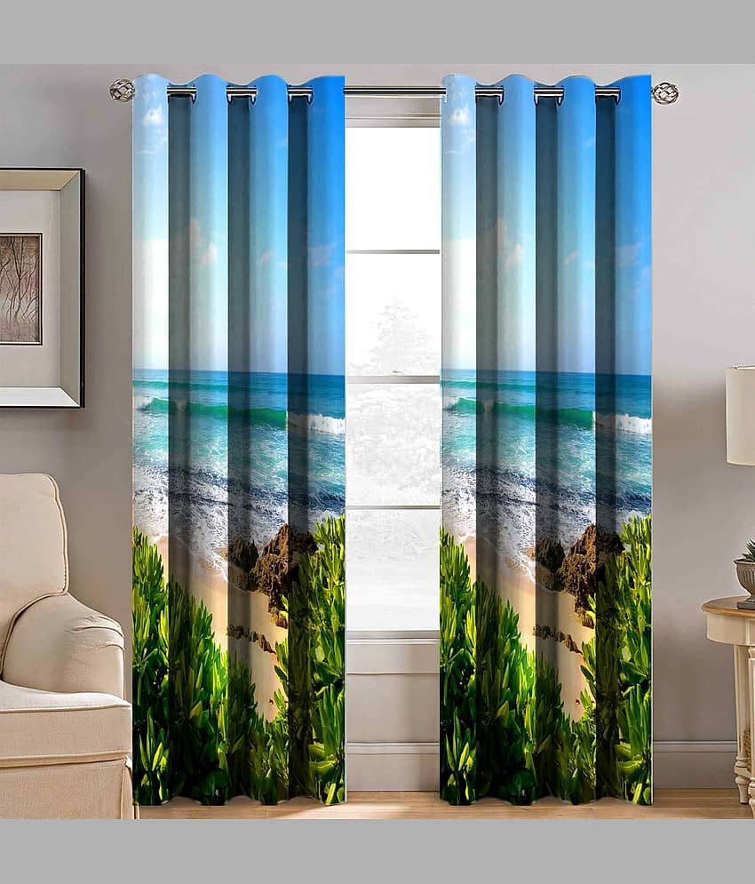 BELLA TRUE Printed Semi-Transparent Curtain 7 ft Pack of 1 Multicolor view 2