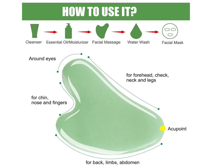 Getmecraft Jade Roller & Gua Sha Skin Scraper Natural Facial Set with Facial Stone and Roller for Firming Face, 100% Natural Jade Stone Face Roller Anti-Aging, Puffy Eyes Massager, Anti view 2