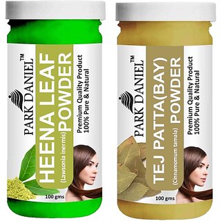 PARK DANIEL Pure & Natural Henna Leaf Powder & Tej Patta(Bay) Powder Combo Pack (200 ml) view 2