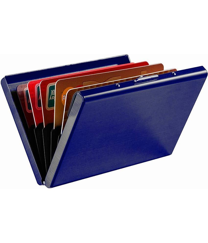 STYLE SHOES 6 Slots Steel RFID Blocking Metal Credit Card Holder Wallet for Men & Boys (9.5cm x 6.7cm x 1.5cm ,Blue) view 2