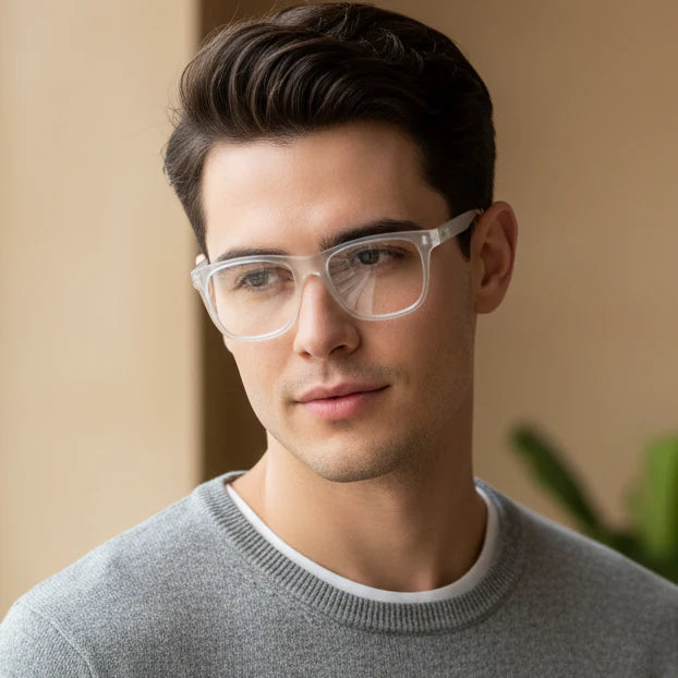 Urban Matte-Icy White Transparent Eyeglasses & Computer Glasses For Men & Women LKE1G1001-WHT view 2
