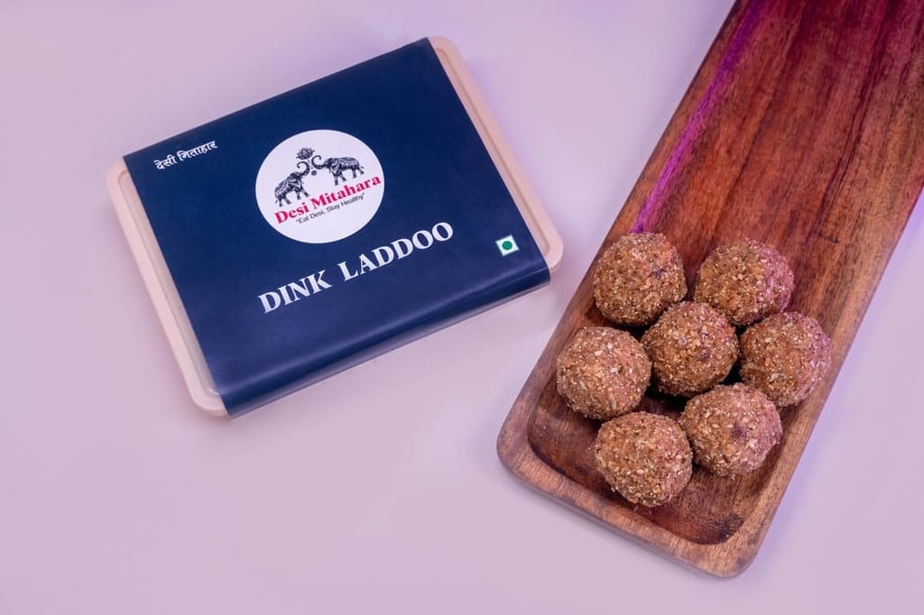 Desi Mitahara's 's Dink (Gond) Laddoo - Gond, Jaggery & Cow Ghee - Traditional Indian Sweet - Healthy, Nutritious Snack - 480g Pack - No Artificial Colours - Suitable for All Ages - Purely Home Made view 2