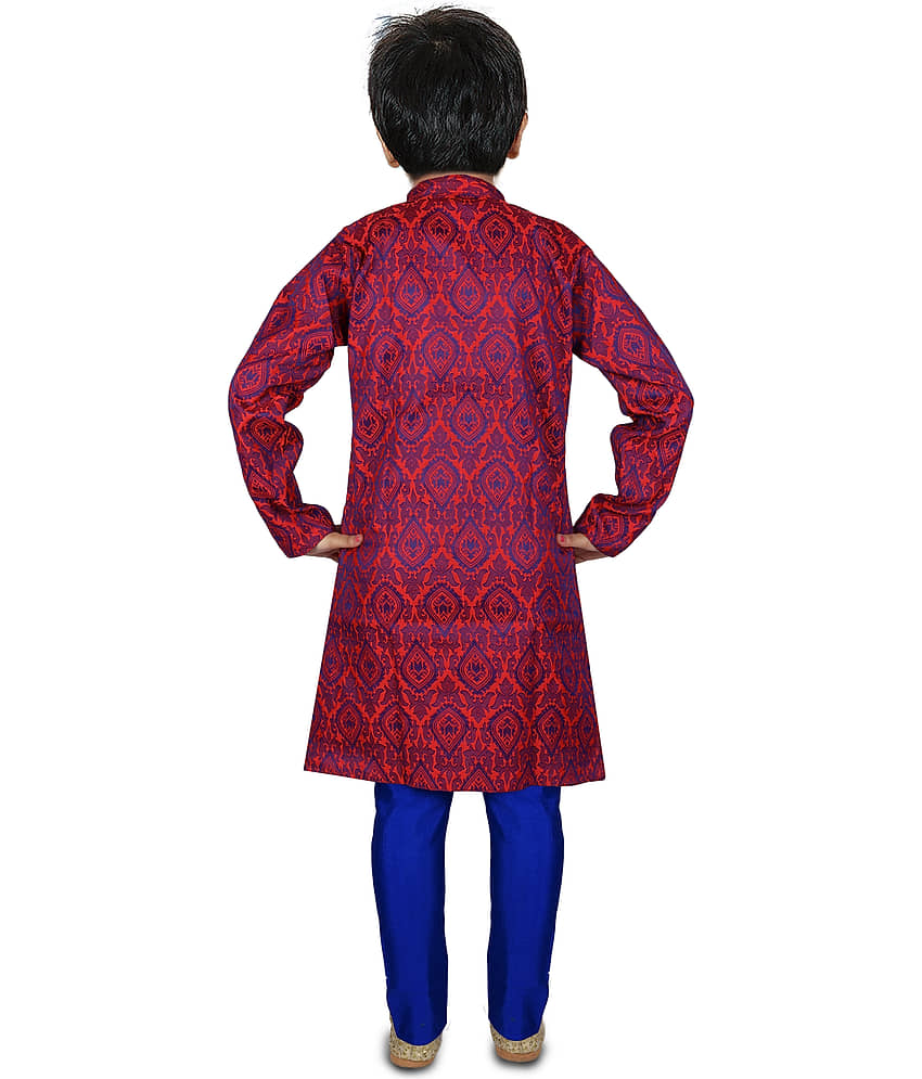hrr Boys Cotton Blend Ethnic - Pattern Kurta Pyjama Set ( Blue , Pack of 1 ) view 2