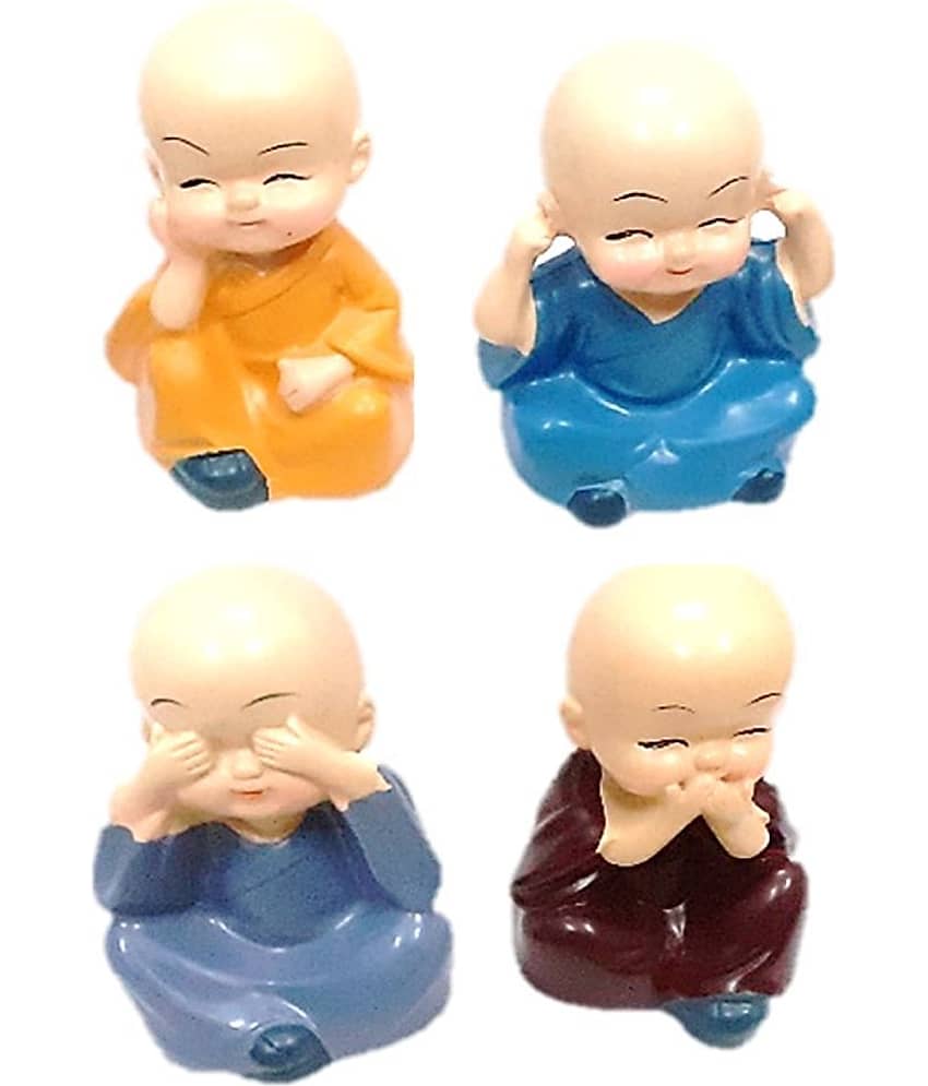 AFTERSTITCH monk set of 4 Acrylic Buddha Idol 6 x 4 cms Pack of 4 view 2
