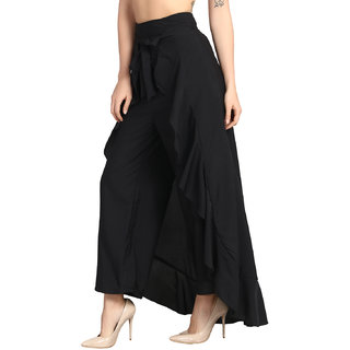 FASHO LIFE Women Reyon Creap Black raffal Plazoo view 2