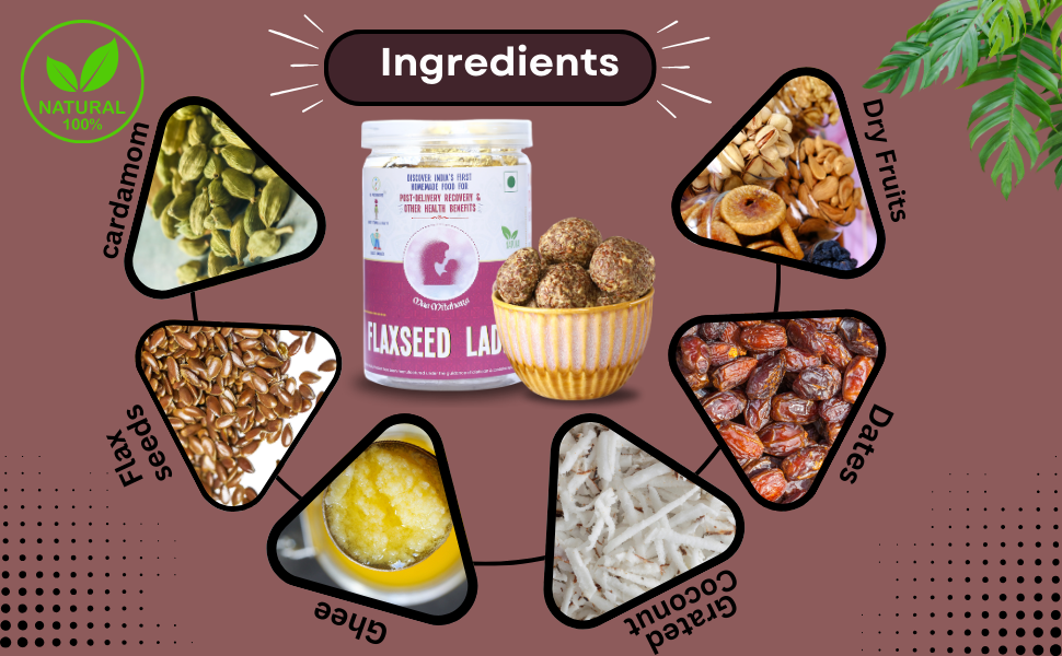 Maa Mitahara -- Flax Seeds Laddu | Delicious Healthy Energy Laddoo | Sugar Free | Extremely Beneficial in Joint Pain | 100% Natural | Vegan | Gluten-Free | No added Sugar- 500 gm view 2