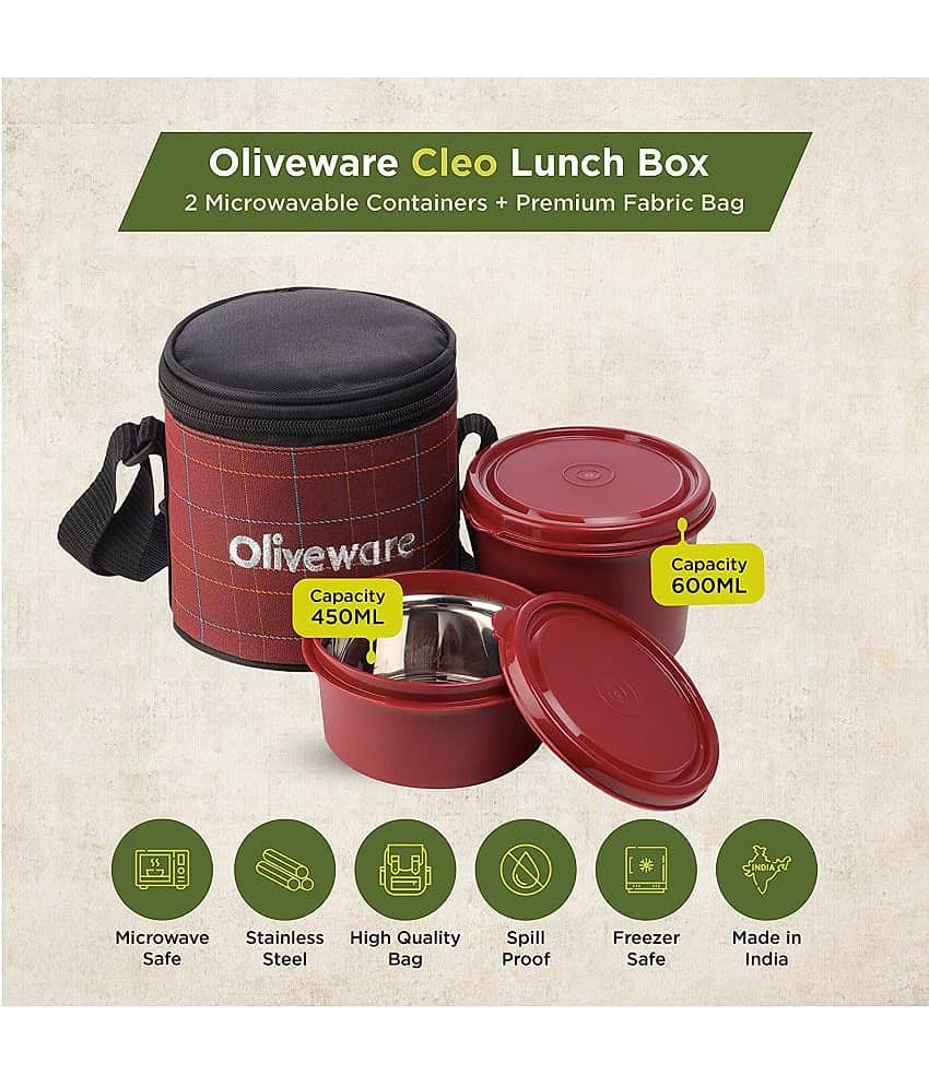 Oliveware Cleo Stainless Steel Lunch Box 2 Container (Pack of 1) view 2