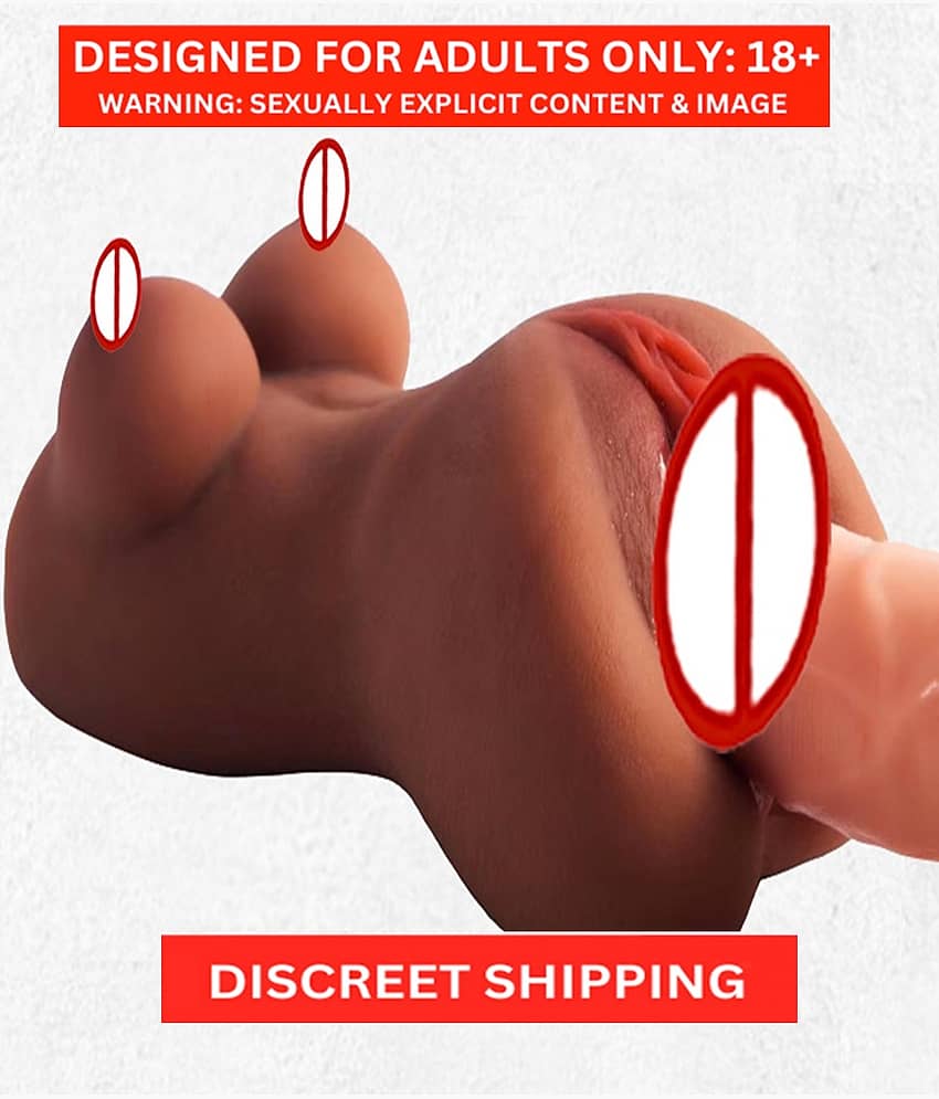 Male Masturbator - 3D Realistic Pussy Ass and Silicone Vagina Butt Anal Adult Products Sex Toys with 2 Hole(BROWN) view 2