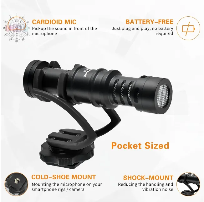 (Refurbished) Comica CVM-VM10II - Micro Cardioid Condenser Shotgun Video Microphone (Black) view 2