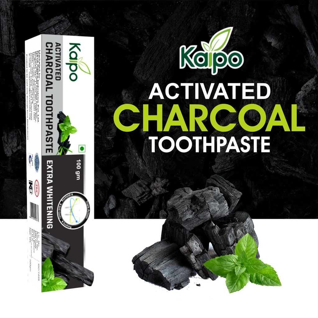 Kaipo Activated Charcoal Toothpaste : Extra Whitening : 100gms : Pack of 6 view 2