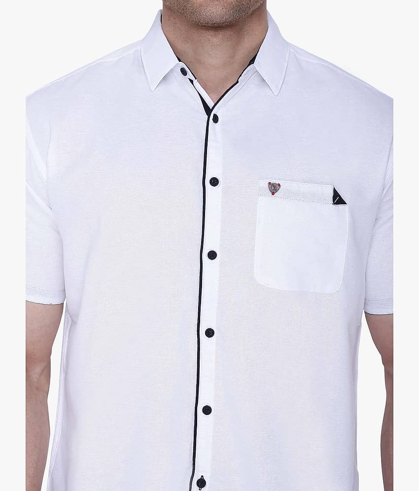 Kuons Avenue - White Linen Slim Fit Men's Casual Shirt ( Pack of 1 ) view 2