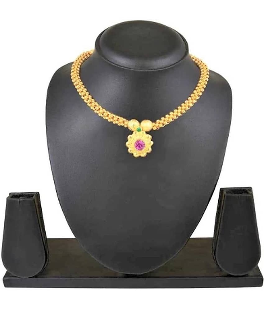 HEER COLLECTION - Gold Pearls Necklace ( Pack of 1 ) view 2