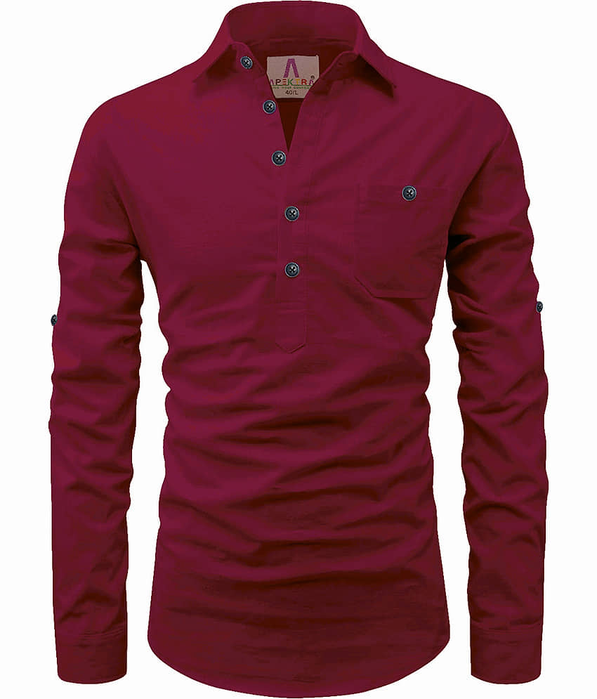 Apektra Peach Cotton Men's Shirt Style Kurta ( Pack of 1 )