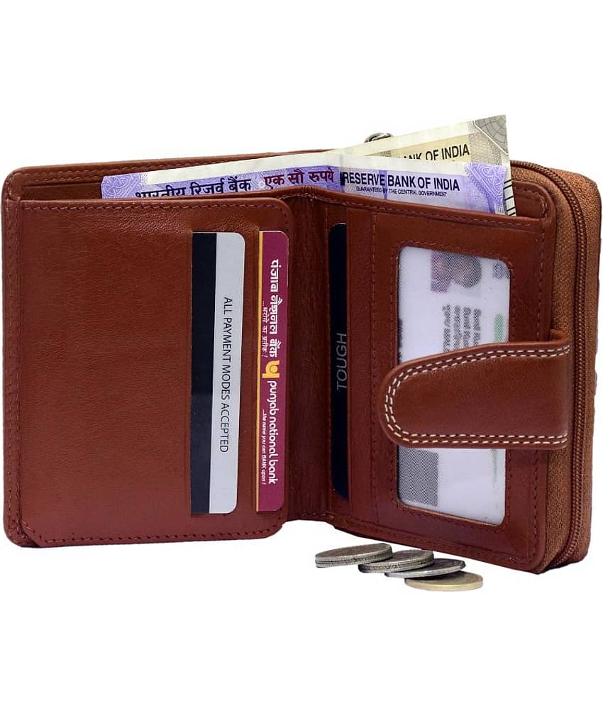 Tough Leather Tan Women's Bi Fold Wallet ( Pack of 1 ) view 2