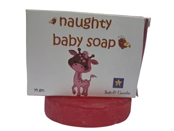 naughty baby soft & gentle Rose soap bar with Badam Oil and Rakhta Chandan. Pack of 3x75 gm