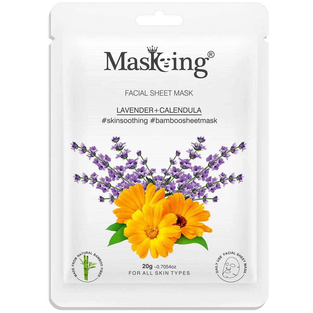 MasKing Bamboo Facial Sheet Mask of Lavender & Calendula for Skin Soothing Ideal for Women & Men, 20ml each (Pack of 3) view 2