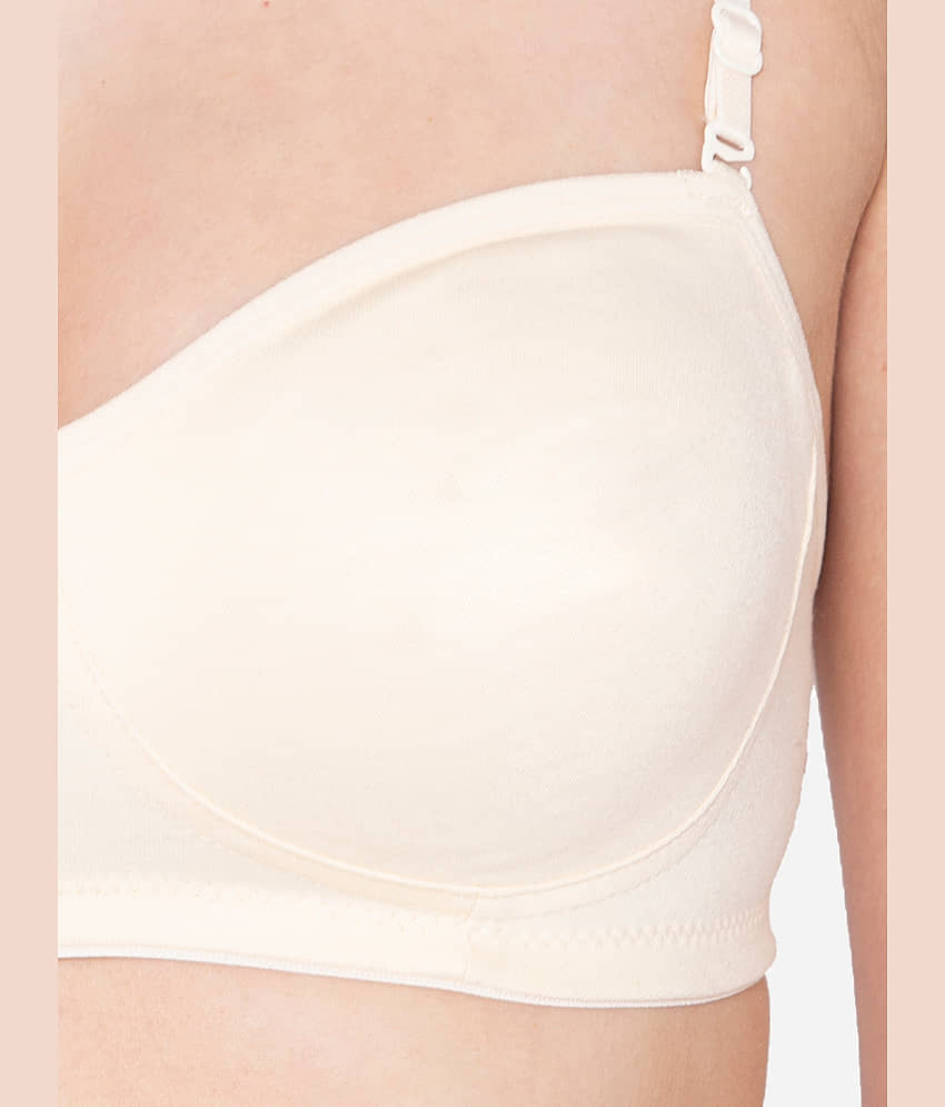 Paris Beauty Pack of 1 Cotton Blend Non Padded T-Shirt Bra For Women ( Beige ) view 2