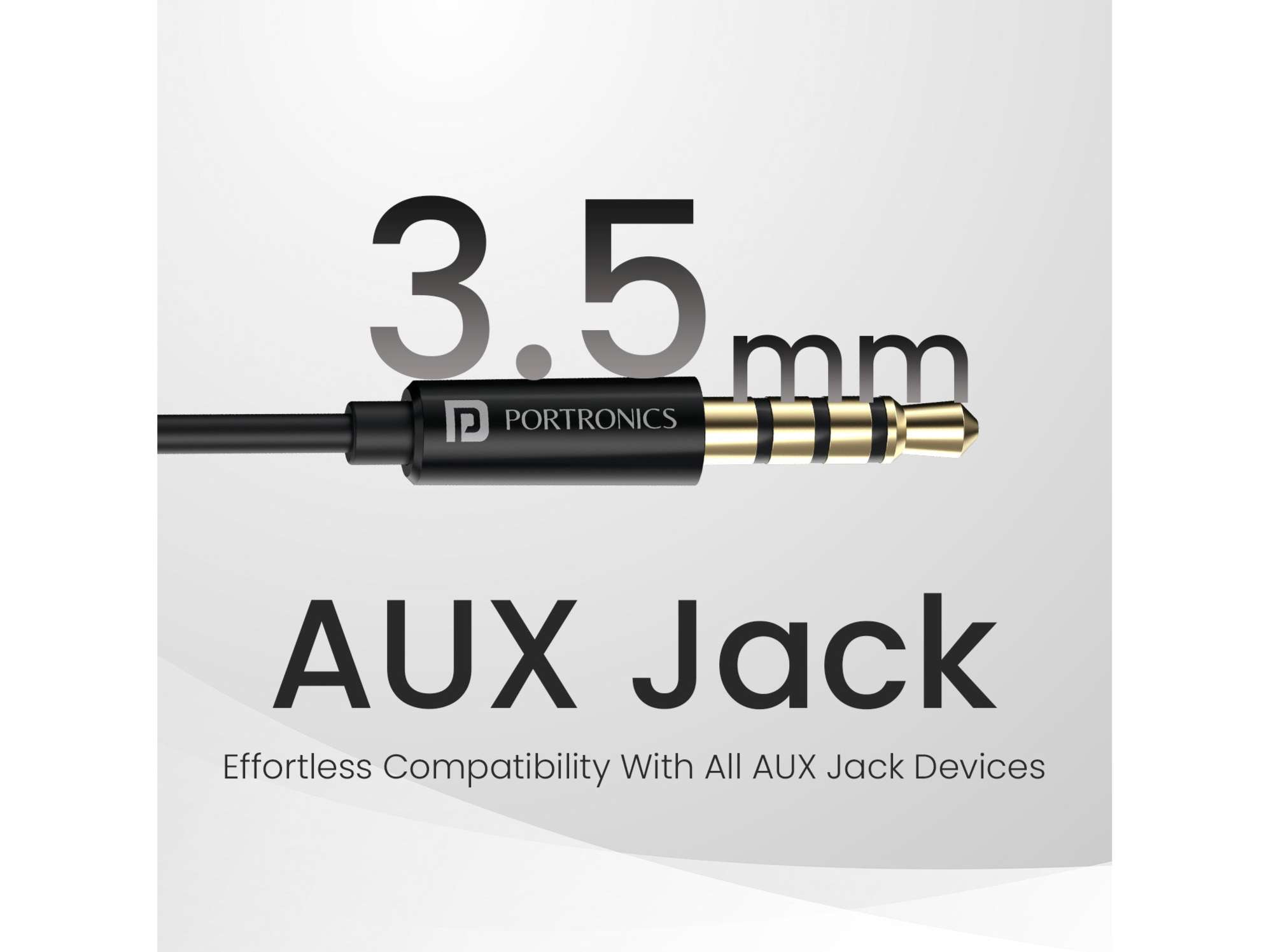 Portronics Conch Theta A 3.5mm Aux Jack, HD Mic, TPE Anti Tangle Material, Unique Earbuds Design - Black view 2