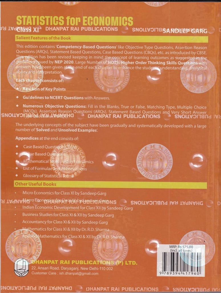 Statistics For Economics Class 11 - CBSE By Sandeep Garg (Examination 2026-27) Paperback � 8 January 2026 [Paperback] [Jan 01, 2024] sandeep garag view 2