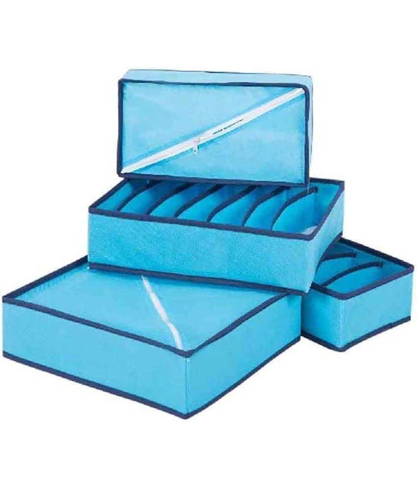 House of Quirk Set of 4 Foldable Storage Box Type Non-Smell Drawer Organizer Closet Storage for Socks Bra Tie Scarfs view 2