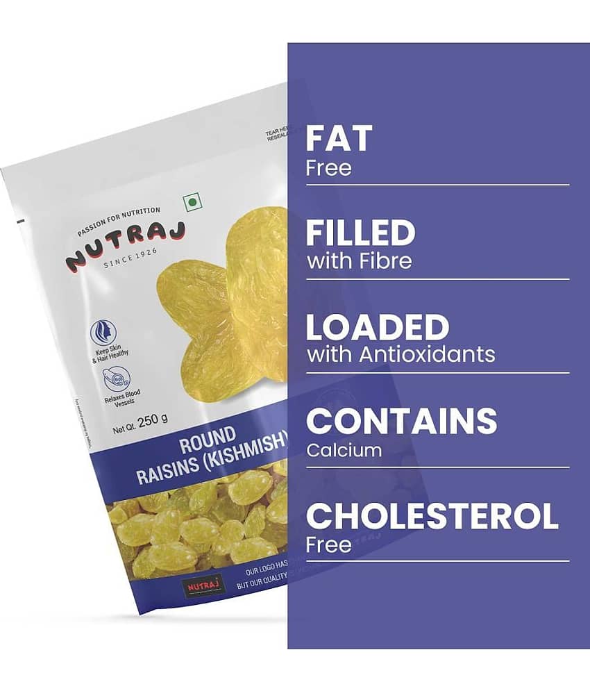 Nutraj Round Raisins 250g, Kishmish 250g, Seedless Green Kishmish view 2