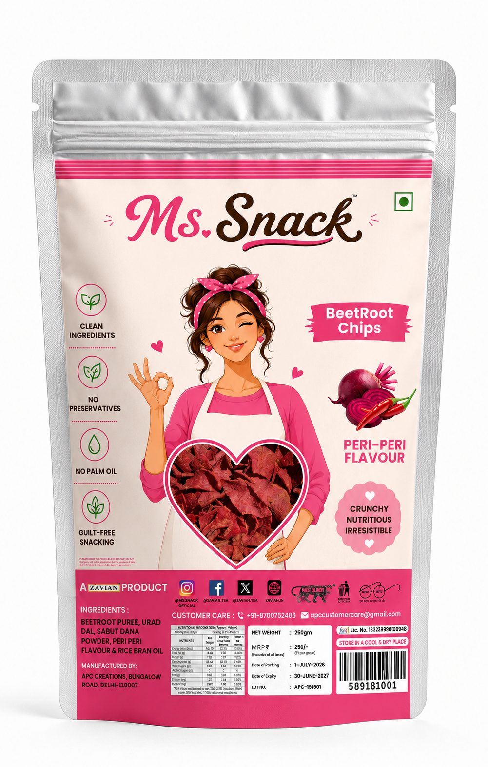 Ms. Snack Peri-Peri Beetroot Chips - 50g