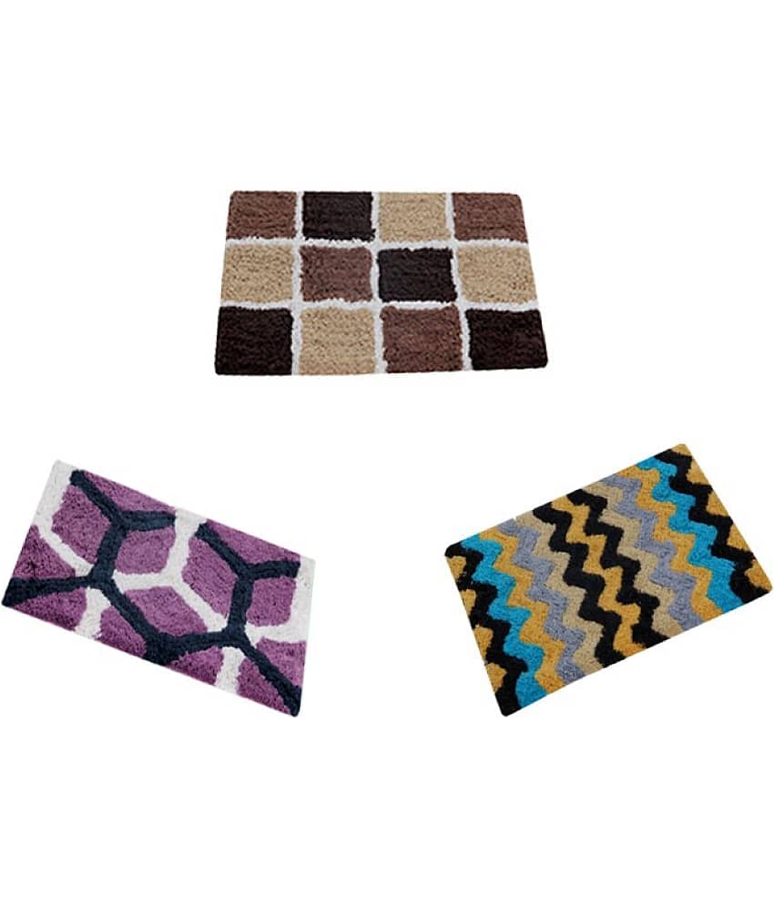 Aazeem Antiskid Cotton Door Mat ( 60 X 40 cm ) Set of 3 Black view 2