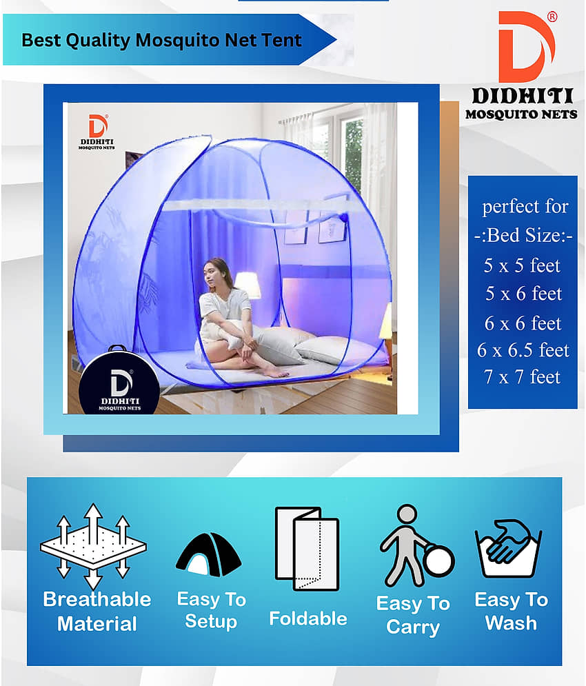 didhiti - Dark Blue HDPE - High Density Poly Ethylene Foldable Mosquito Net, Machardani ( Pack of 1 ) view 2
