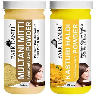 PARK DANIEL Pure & Natural Multani Mitti Powder & Kasturi Haldi Powder Combo Pack of 2 Bottles of 100 gm (200 gm ) (200 ml) view 2
