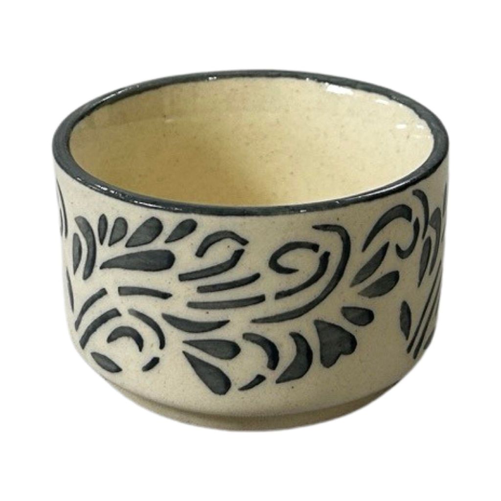 Ceramic Dining Matte Grey Floral Ceramic 50ml Dip Bowls Set of 2 || Ketchup Bowls view 2