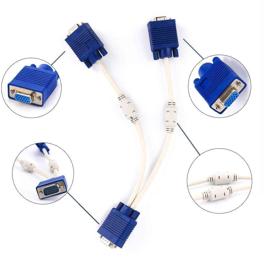 VGA Splitter Cable - 1 Computer to Dual 2 Monitor Video Y Splitter, 15 Pin VGA Male to Female view 2