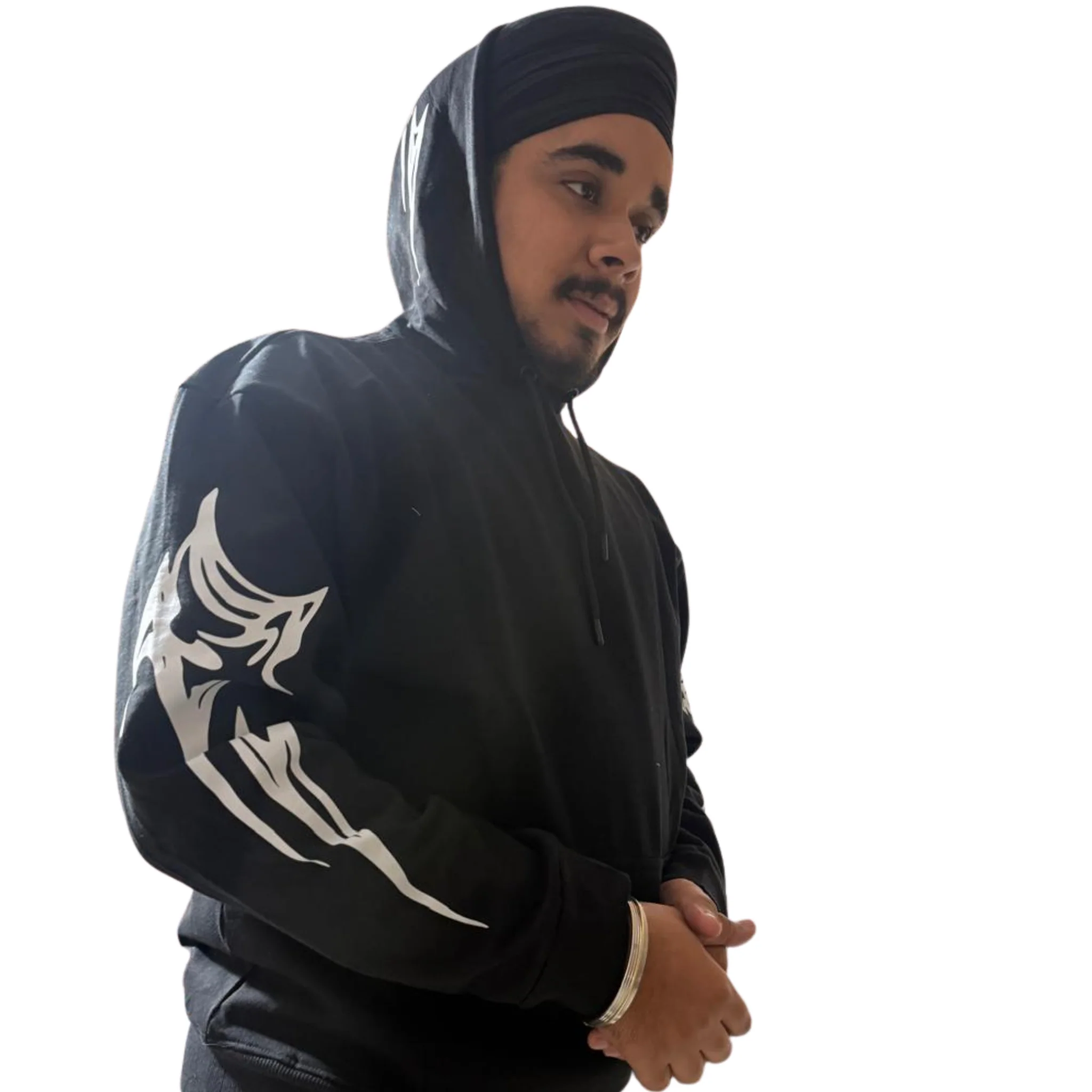 Ami Bolchi Black Mafia Kangaroo Pocket Hoodie for Men Tribal Back Print Premium Winter Wear view 2