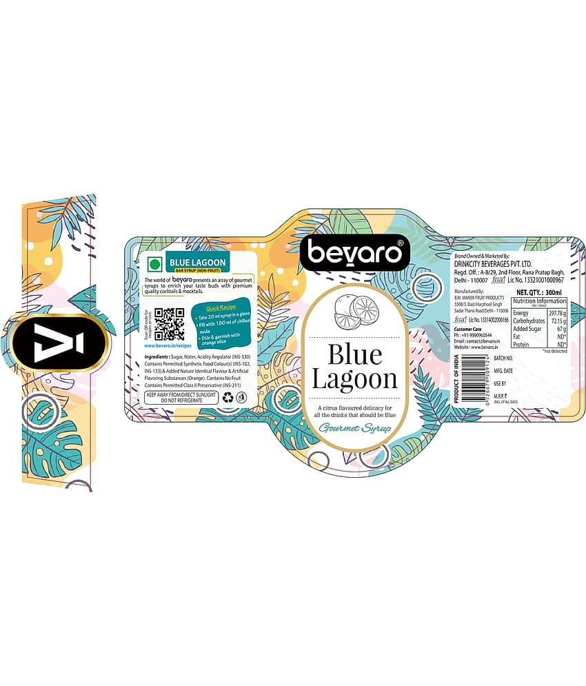 BEVARO Blue Lagoon syrup Cocktail Mix 600 mL view 2