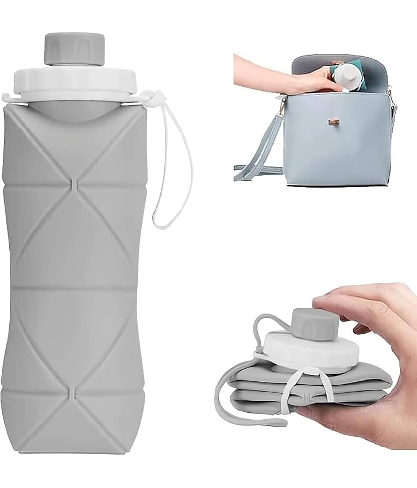 purple dust 600ml Portable Collapsible Sipper Multicolour Silicone Water Bottle 600 mL ( Set of 1 ) view 2