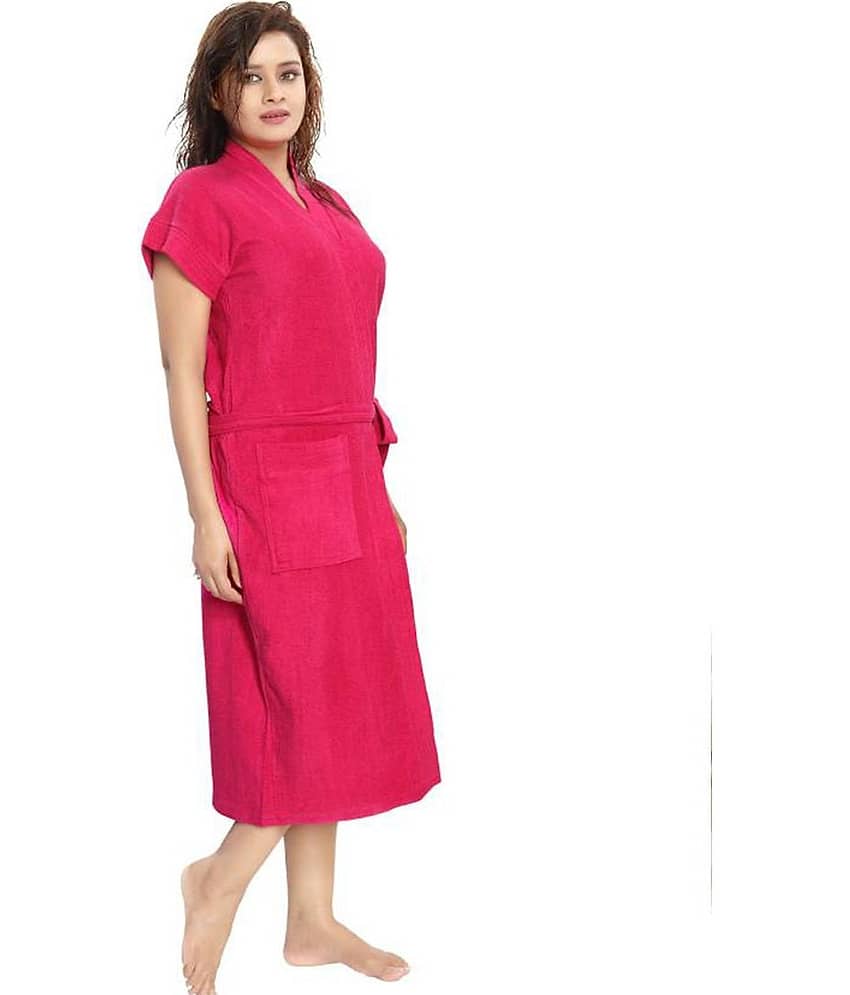 Poorak Pink Free Size Bathrobe ( Pack of 1 ) view 2