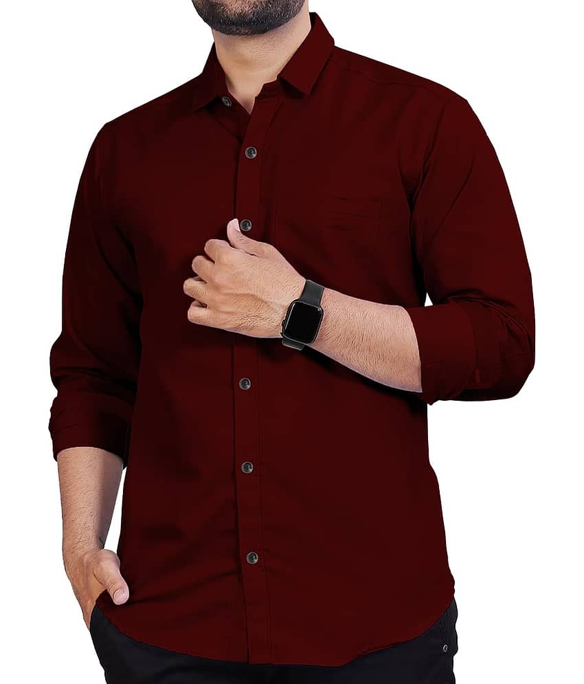 Apektra Cotton Blend Slim Fit Solids Full Sleeves Men's Casual Shirt - Beige ( Pack of 1 ) view 2