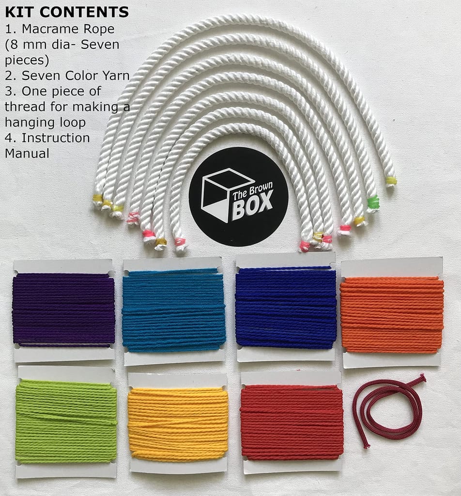 The Brown Box Macrame Rainbow DIY Kit | Craft Kit for Kids & Adults | Birthday Return Gift | Christmas Gift & Kanya Pujan Gift | Navratri Activity | Hobby & Stress Relief Art Kit | Handmade Boho Wall Hanging Decor view 2