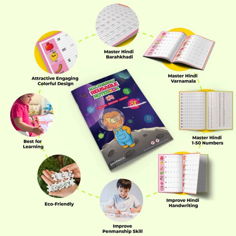 Reusable Notebooks for Kids Handwriting Improvement - Hindi Combo - Set of 4 (Set 2) view 2