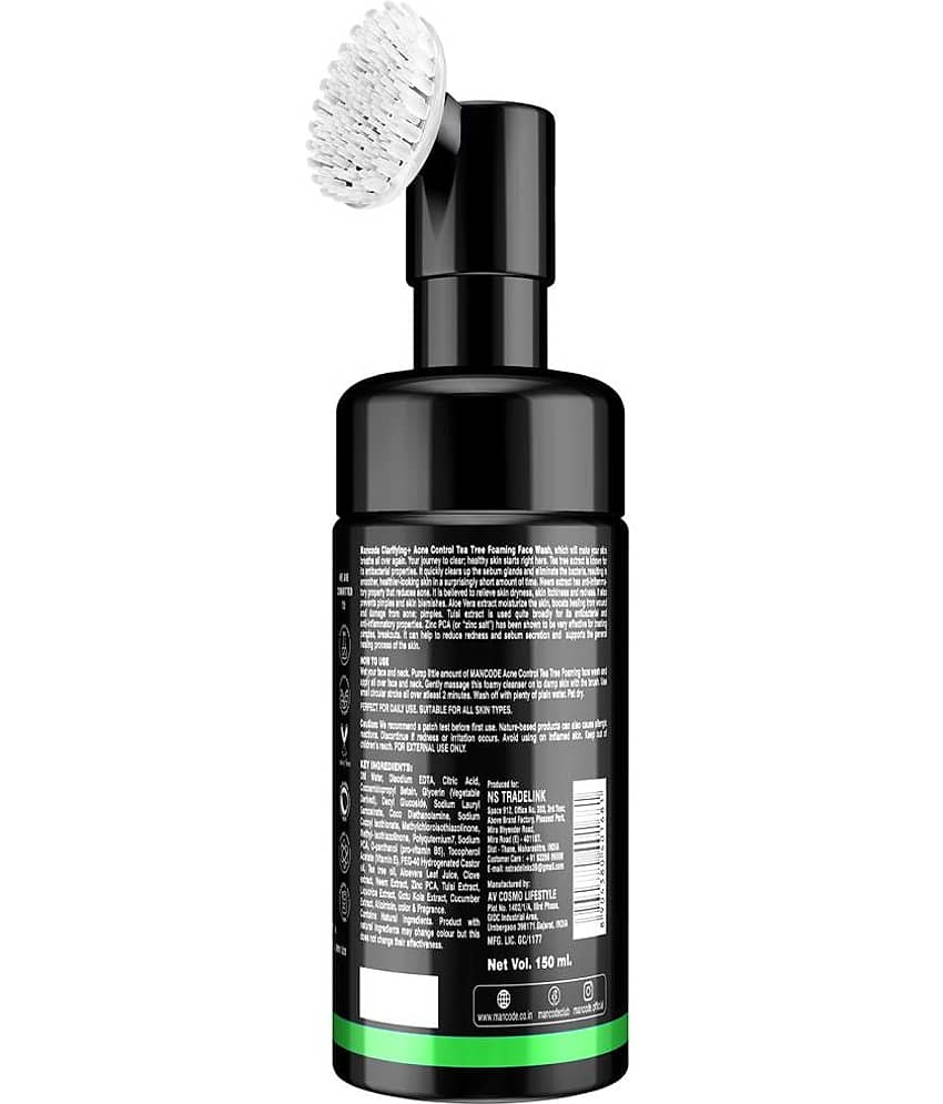 Mancode Acne Control Tea Tree Foaming Facial Wash , For Oily & Dry Skin , Anti Acne ,150 ml (Pack of 1) view 2