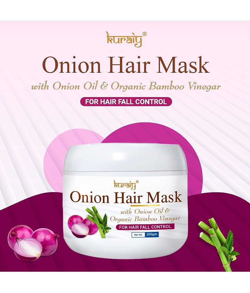 KURAIY Onion Hair Mask With Onion Oil & Organic Bamboo For Hair Fall Control 200g Pack Of 3 view 2
