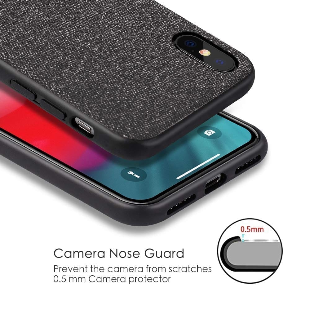 Memumi Official Series Hard Canvas Back Cover for Apple iPhone Xs Max Shockproof - Black (6.5") view 2