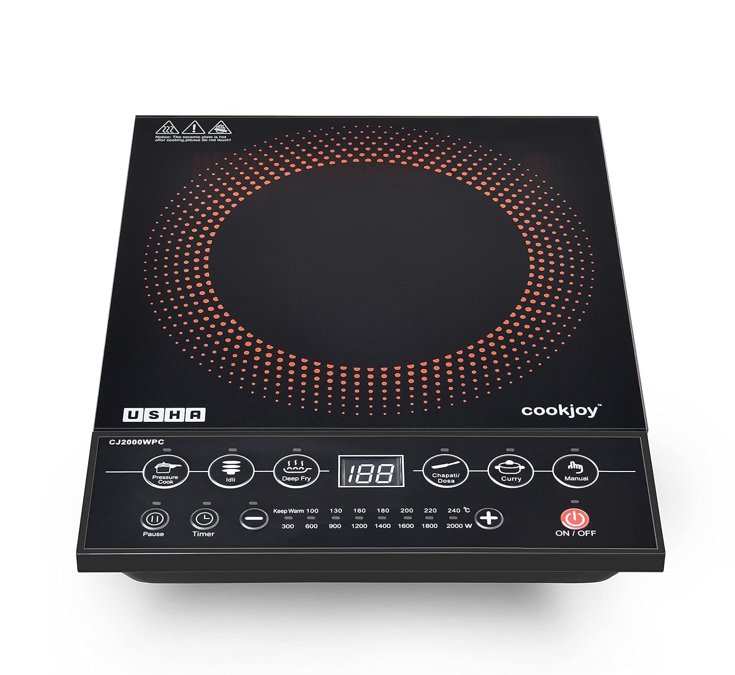 Usha Cookjoy CJ2000WPCN 2000W Induction Cooktop - Black