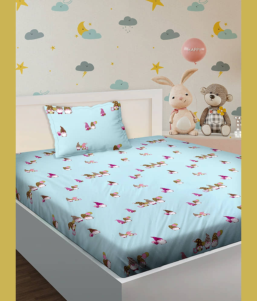 Bella Casa Cotton Single Bedsheet ( Blue ) view 2