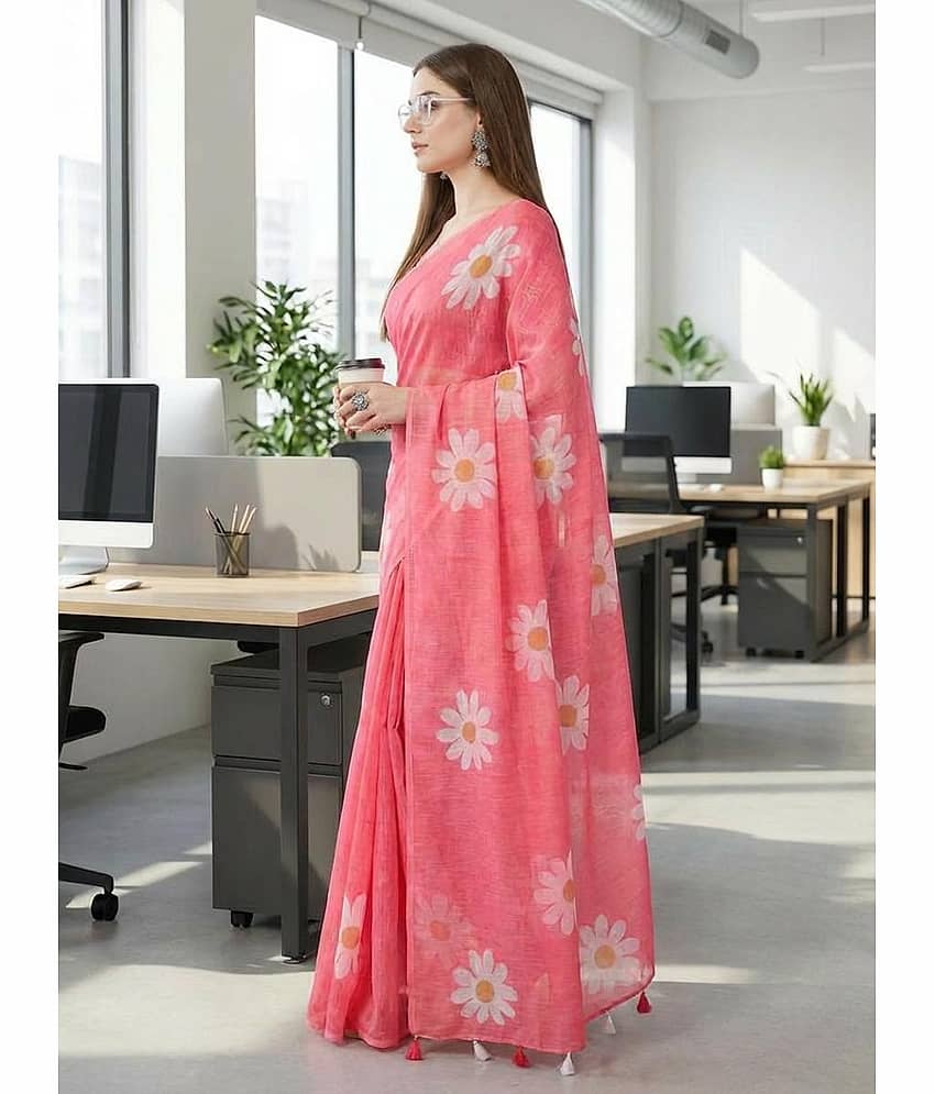 ANAND SAREES Cotton Printed Kasavu Saree With Unstitched Blouse Piece ( BLUE ) view 2
