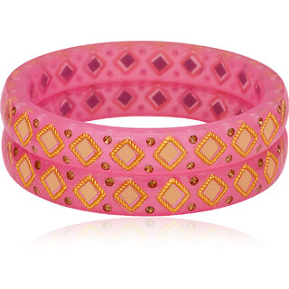LUV FASHION Pink plastic Designer Bangles view 2