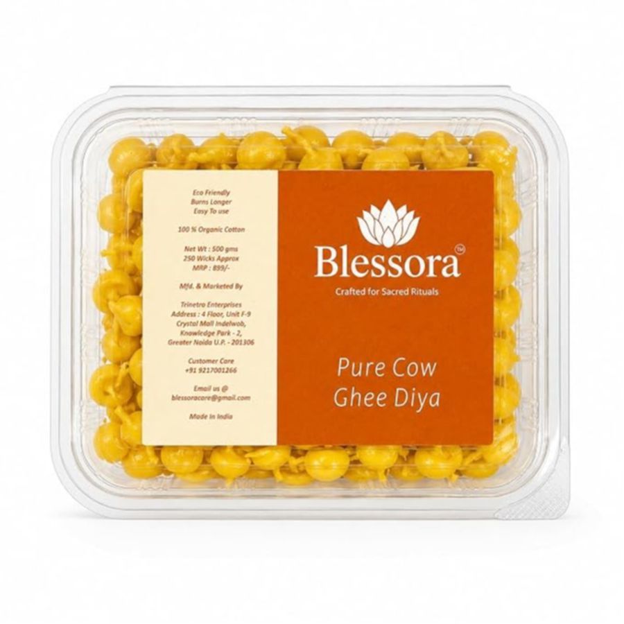 Pure Ghee Cotton Wicks Diya Batti - Ready Ghee Diyas for Pooja | Long Lasting Aarti Use | Temple Daily Worship (250 Pieces)